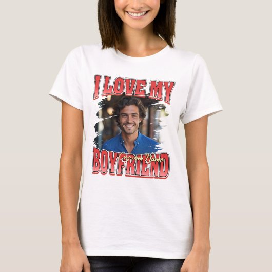 私はボーイフレンドのブートレグのバレンタインデーラップのスが大好き Tシャツ (正面)