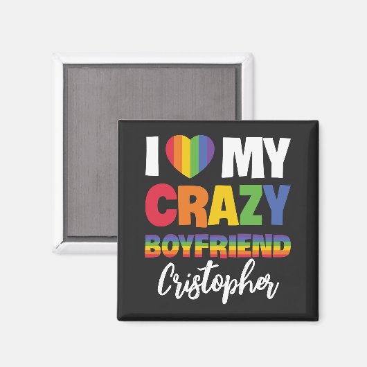 私はボーイフレンド熱狂するレインボープライドlgbtqの名前が大好き マグネット (正面/裏面)