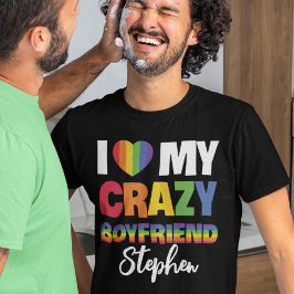 私はボーイフレンド熱狂するレインボープライドlgbtqの名前が大好き tシャツ