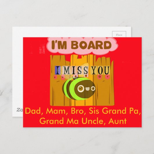 私はボード、私はあなた恋しく思はビートプリント/グラフィック ポストカード (正面/裏面)