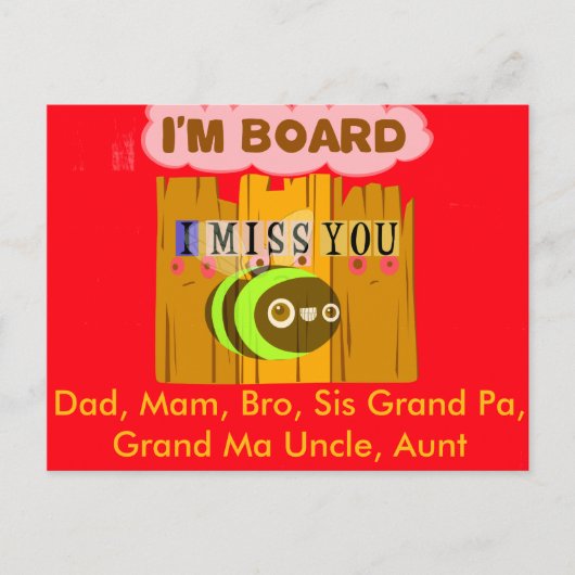 私はボード、私はあなた恋しく思はビートプリント/グラフィック ポストカード (正面)