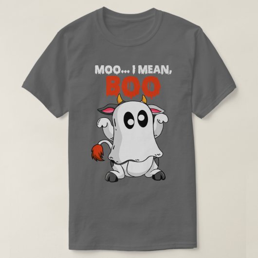私はボーモーー幽霊おもしろいカウカボチャ農家牛を意味 Tシャツ (デザイン正面)