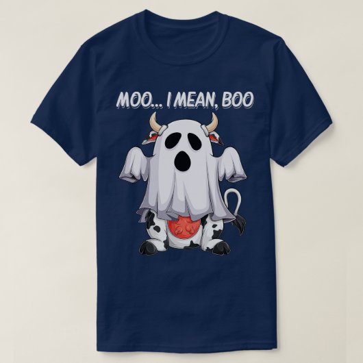 私はボーモー幽霊牛おかしなハロウィーンの男性の女性を意味する Tシャツ (デザイン正面)