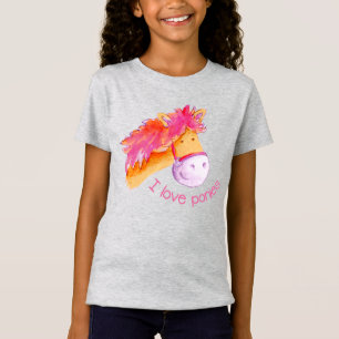 私はポニーの水彩画が大好きです Tシャツ