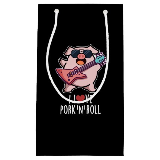 私はポークと音楽転がの豚プンダークBG大好き スモールペーパーバッグ (正面)