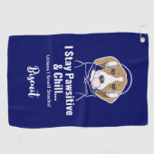 私はポーシティブとチルドグビーグルおもしろいー ゴルフタオル (横)