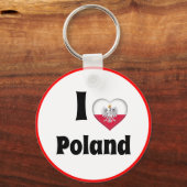 私はポーランドとポーランドのハート、旅行/スポーツが大好き キーホルダー (正面)