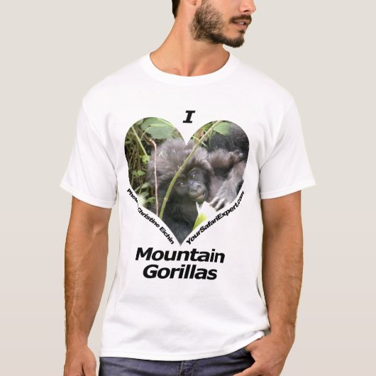 私はマウンテン・ゴリラのTシャツを愛します Tシャツ (正面)
