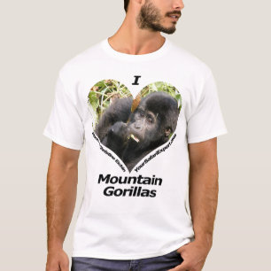 私はマウンテン・ゴリラのTシャツ4を愛します(前部及び背部) Tシャツ