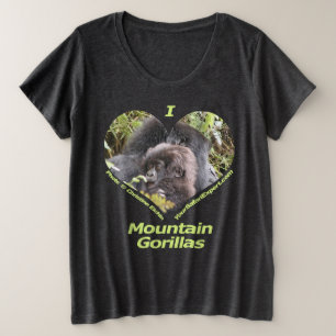 私はマウンテン・ゴリラのTシャツ5を愛します(前部及び背部) プラスサイズTシャツ