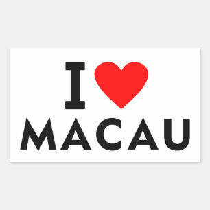 私はマカオの国のようにハート旅行観光が大好き 長方形シール