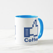 私はマグの上のコーヒーFB Facebook親指を好みます マグカップ (正面右)