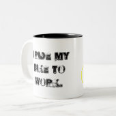 私はマグを働かせるために私のバイクに乗ります ツートーンマグカップ (正面左)