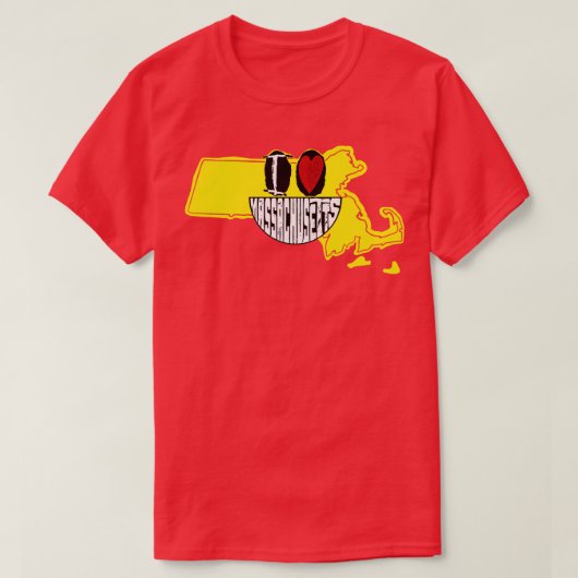 私はマサチューセッツの笑顔の幸せ顔 Tシャツ (デザイン正面)