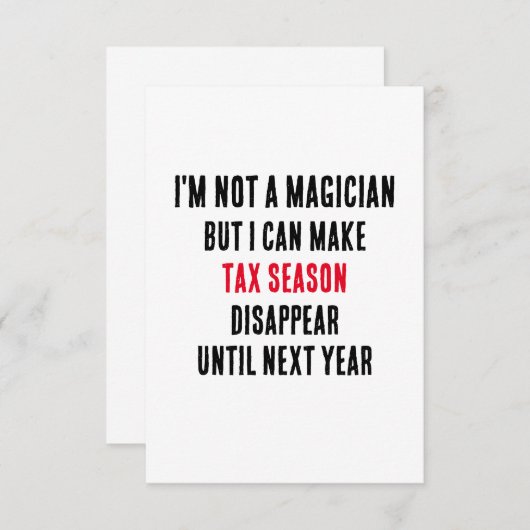 私はマジシャンではないが、税シーズンdisaを作ることができる サンキューカード (正面/裏面)