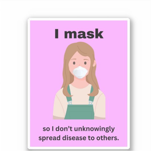 私はマスクして知らず知らず病気を広めない シール (正面)