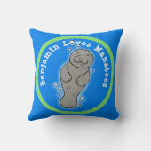 私はマナーテかわいい漫画イラストレーションが大好き クッション (裏面)