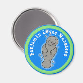 私はマナーテかわいい漫画イラストレーションが大好き マグネット (正面/裏面)