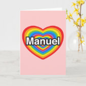 私はマニュエルが大好きだ。マヌエルが大好き。ハート カード (黄色い花)