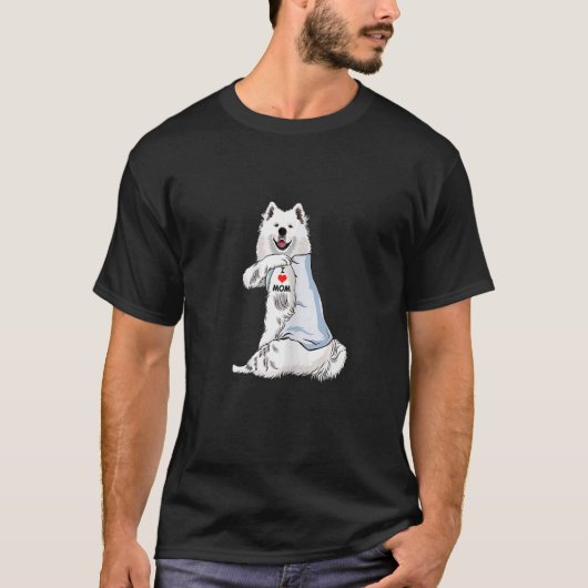 私はママが大好き女性タトゥーSamoyedママ犬の女性 Tシャツ (正面)