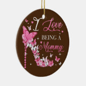 私はママのハイヒール蝶の母が大好き セラミックオーナメント (右)