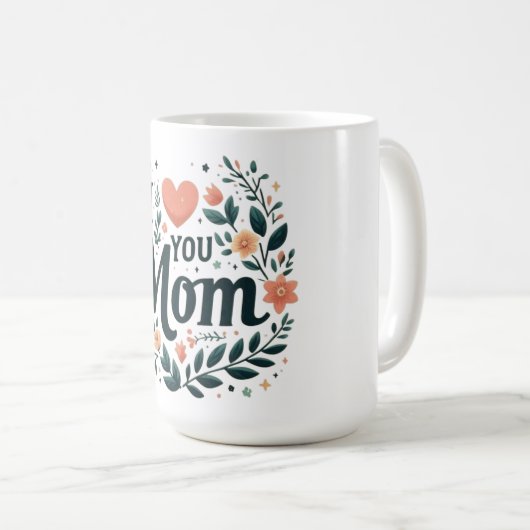 私はママを愛している – フローラハート コーヒーマグカップ (正面右)