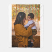 私はママを愛し、幸せなカスタム写真 フリースブランケット (正面)