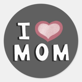 私はママピンクハートホワイトタイポグラフィ ラウンドシール