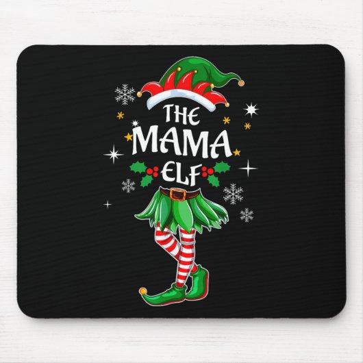 私はママ小妖精や小人かわいい家族クリスマスマッチング マウスパッド (正面)