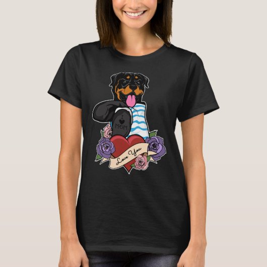 私はママ愛タトゥー私はロットワイラーママ Tシャツ (正面)