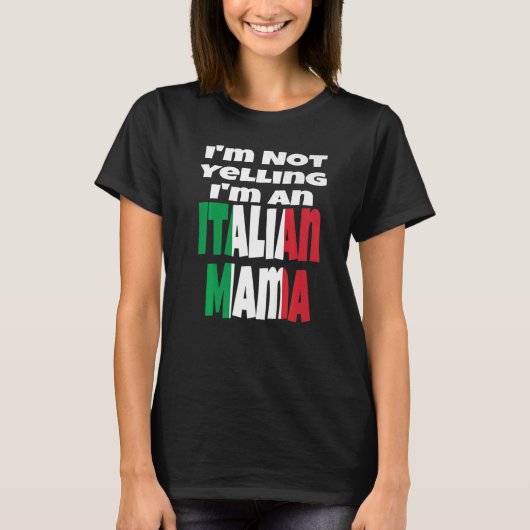 私はママ・イタリア国旗のハムイタリアンだ叫んでない Tシャツ (正面)