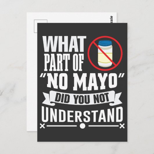 私はマヨネーズ大嫌いマヨ – マヨネーズグルメジョーク ポストカード (正面/裏面)