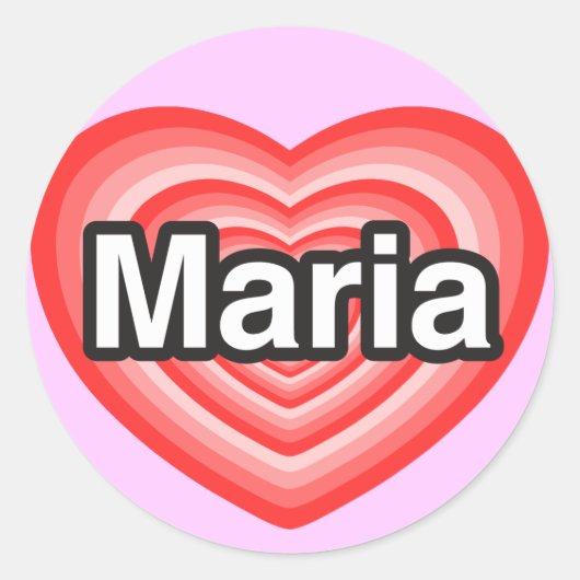 私はマリアが大好き。マリアが大好き。ハート ラウンドシール (正面)