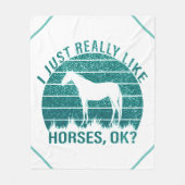 私はマリングリーンの馬が大好き フリースブランケット (正面)