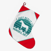 私はマリングリーンの馬が大好き ラージクリスマスストッキング (正面 (吊り時))