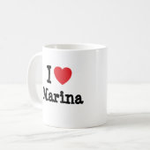 私はマリーナハートTシャツが大好き コーヒーマグカップ (正面左)