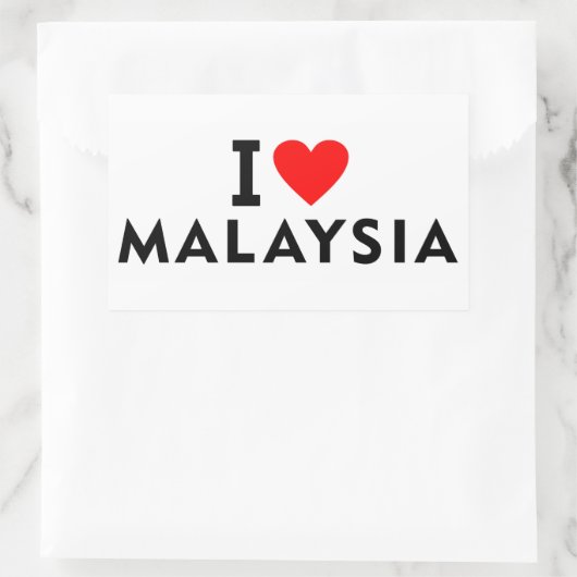 私はマレーシアの国が大好きで、ハート旅行観光も好きだ 長方形シール (バッグ)