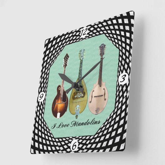 私はマンドリンが大好きです スクエア壁時計 (傾斜)