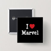 私はマーベル·ハートTシャツが大好きです 缶バッジ (正面&裏面)