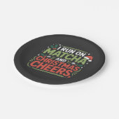 私はマ走チャとクリスマスの応援の緑の飲み物 ペーパープレート (アングル)