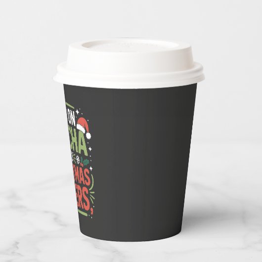 私はマ走チャとクリスマスの応援の緑の飲み物 紙コップ (左)