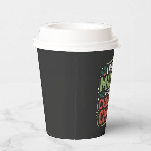私はマ走チャとクリスマスの応援の緑の飲み物 紙コップ (右)