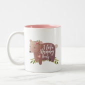 私はミイラかわいいくまのマグの母の日を愛します ツートーンマグカップ (左)