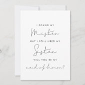 私はミスターのメイド・オブ・オーナー(花嫁付き添い人)提案カードを見つけた 招待状 (正面)