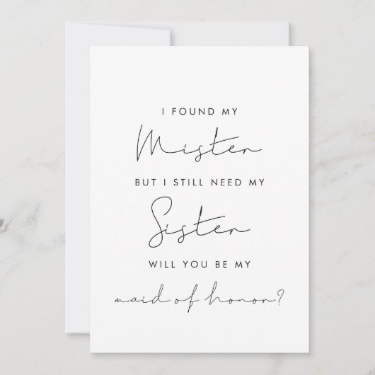 私はミスターのメイド・オブ・オーナー（花嫁付き添い人）提案カードを見つけた 招待状 (正面)