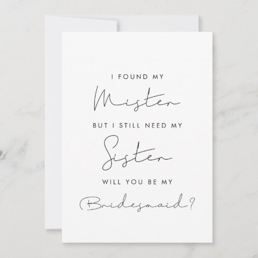 私はミスターを見つけたが、まだ妹のカードが必要だ 招待状 (正面)