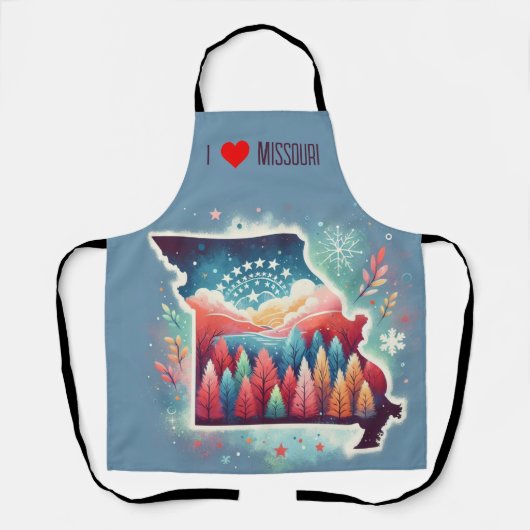 私はミズーリのクリスマスの冬が大好き エプロン (正面)