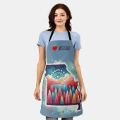 私はミズーリのクリスマスの冬が大好き エプロン (着用した状態)