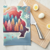 私はミズーリのクリスマスの冬が大好き キッチンタオル (四つ折り)