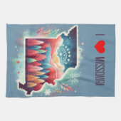 私はミズーリのクリスマスの冬が大好き キッチンタオル (横)